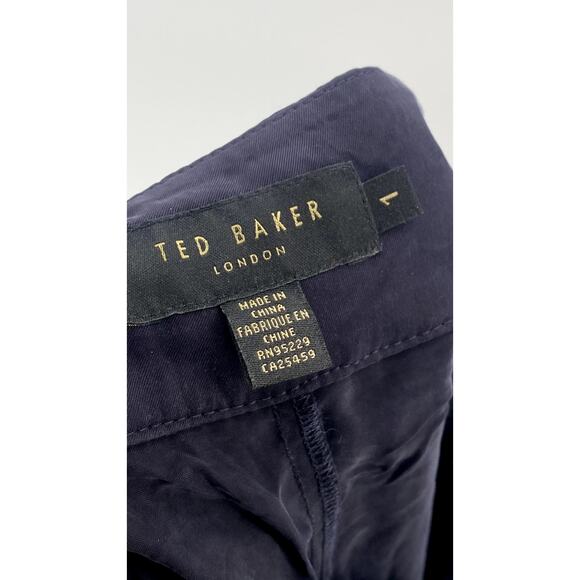 TED BAKER LONDON Women's Navy Pleated Wide-Leg High-Rise Pant SZ 1/US4 - Picture 7 of 10